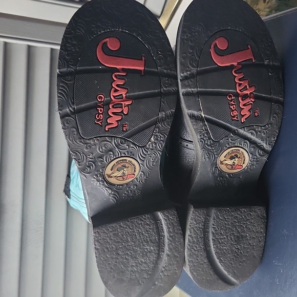 Justin Gypsy Western Short 8" Boots Aqua and Black - Picture 8 of 12